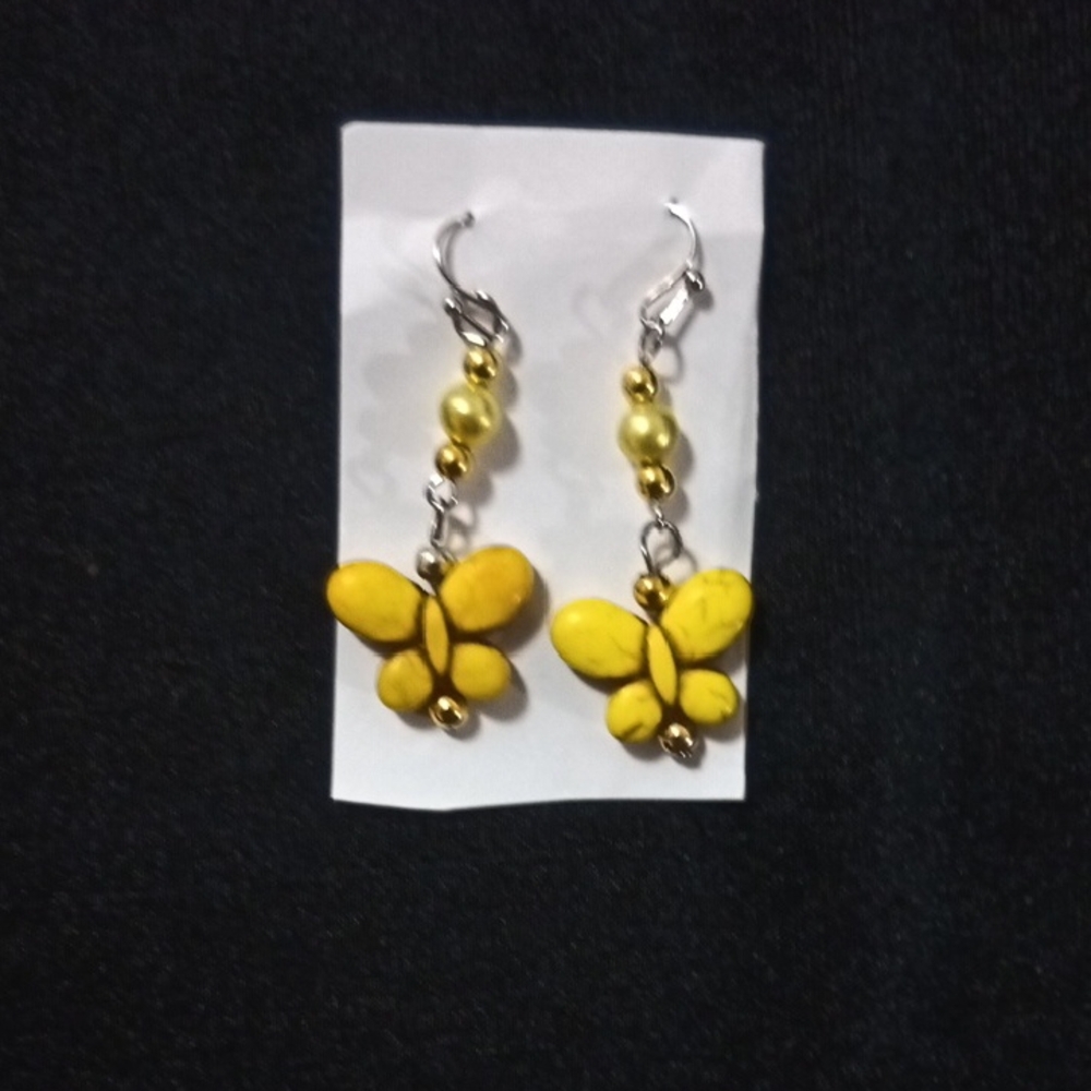 Handmade Yellow Butterfly Earrings